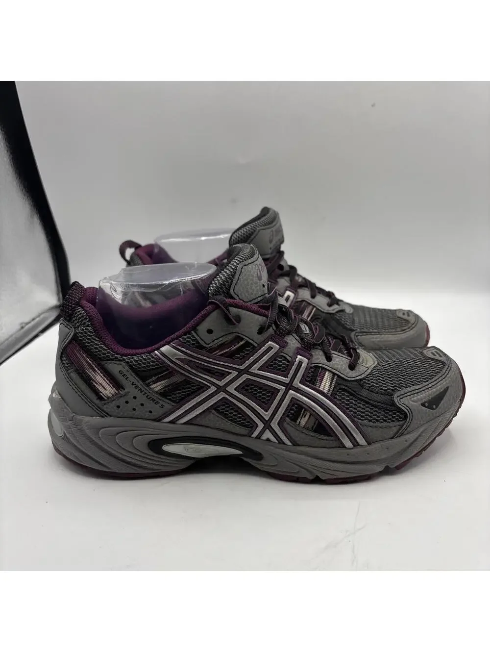 Asics T5N8Q Gel Venture 5 Women's 8 Grey Black Purple Shoes Vegan Sneakers